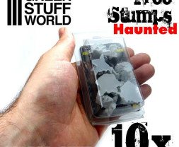 Resin Small Haunted Tree Stumps – resinové pařezy s motivy obličejů (10 ks)