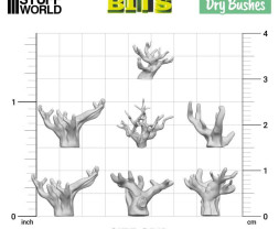 3D Printed Set Dry Brushes – 3D tištěné suché keře (20 ks)