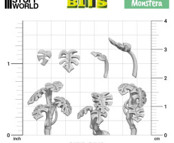 3D Printed Set Monstera Plant – 3D tištěná rostlina Monstera (30 ks)