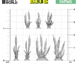 3D Printed Set Cattails Plants – 3D tištěný orobinec a rákos (30 ks)