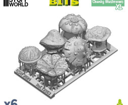 3D-gedrucktes Set Chunky Mushrooms XL - 3D-gedruckte dicke Pilze XL (6 Stück)