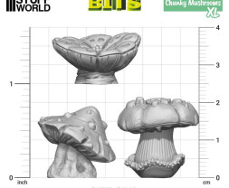 3D-gedrucktes Set Chunky Mushrooms XL - 3D-gedruckte dicke Pilze XL (6 Stück)